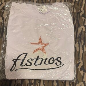 Astros White Thin Long Sleeve Pull Over